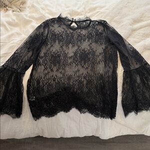 Shein black lace long sleeve top